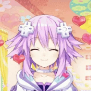 ❤️ debd6020 Neptune Hyperdimension Neptunia 애니메이션, 비디오 게임, 귀여운, 웃는, 행복한, 보라색 머리 telegram sticker