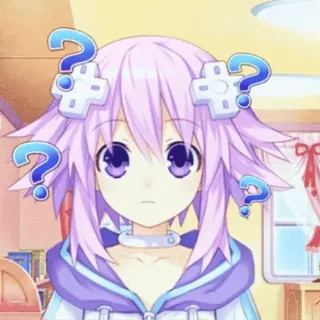 ❔ fcd812c5 애니메이션, 물음표, 혼란스러움, 캐릭터, 보라색 머리 telegram sticker