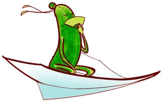 😇 4312a32e Gurke, Boot, Papierboot, Gurke, Meditation, Cartoon telegram sticker