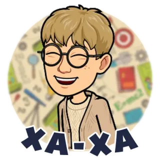 🤣 642ce6ad XA-XA hoạt hình, Bitmoji, cười, mỉm cười, kính telegram sticker