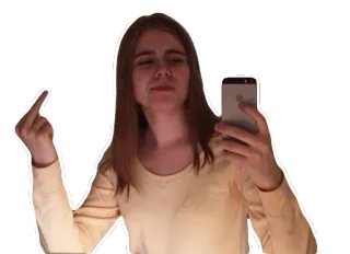 😕 003e72de 中指, 冒犯, 手势, 女人, 自拍, 竖中指 telegram sticker