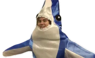 🐬 6629453a 鲨鱼, 服装, 动物, 人物, 蓝色, 吉祥物, 搞笑 telegram sticker