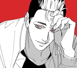 🌟 d229d719 uomo, fumare, anime, ritratto, arte, illustrazione telegram sticker