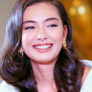 😀 9f71d2ca donna, persona, sorridente, ritratto, orecchini, bella telegram sticker