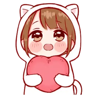🍬 2f069cd0 anime, cute, heart, cat, girl whatsapp sticker