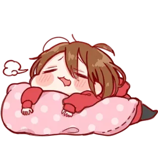 🍬 5a6cda6e sleepy, cute, tired, cartoon, resting, pillow, chibi whatsapp sticker