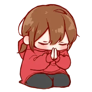 🍬 d3aa9f83 anime, cartoon, prayer, cute, chibi, kawaii, girl whatsapp sticker