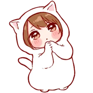 🍬 d92b47f3 anime, kawaii, cute, cat, girl, cartoon, manga, chibi whatsapp sticker
