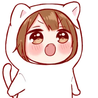 🍬 f6a16ae6 anime, girl, chibi, cat, hoodie, cute, kawaii whatsapp sticker