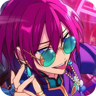 😎 bb9b98b4 karakter anime, rambut ungu, kacamata hijau, potret, tampan, manga, seni digital whatsapp sticker