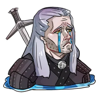 😭 780f4e0f Geralt of Rivia The Witcher witcher, geralt, sad, crying, sword, monster hunter, fantasy telegram sticker