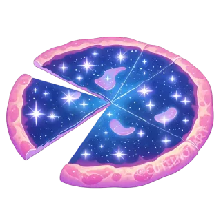 🍕 113f869e pizza, space, stars, slice, food, galaxy, blue, pink telegram sticker