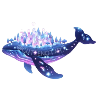🐋 1d2dd612 whale, city, stars, dreamy, magical, cute telegram sticker