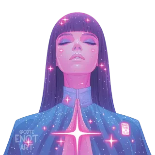 🌌 2547ef0b art, digital art, spiritual, sparkles, woman, purple telegram sticker