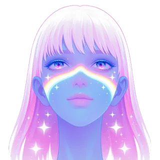 🌌 4e04944c rainbow, anime, girl, stars, pastel, cute telegram sticker