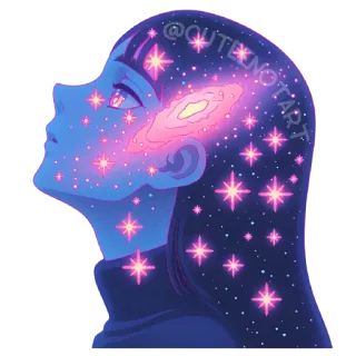🌌 50061a46 galaxy, space, stars, girl, blue, cosmic telegram sticker