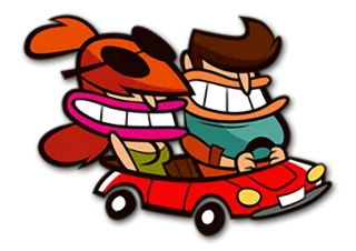 👫 4cf4e0f7 kreskówka, jazda samochodem, samochód, szczęśliwy, para, wycieczka samochodowa whatsapp sticker