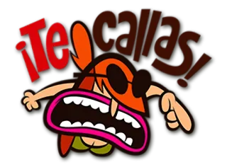 🤐 a59d48dd ¡Te callas! Kreskówka, Zły, Krzyczący, Hiszpański, Wyrażenie, Postać whatsapp sticker