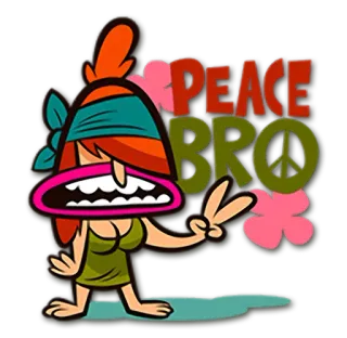 ✌ bd96a720 PEACE BRO pokój, ziomek, hippie, retro, kreskówka, groovy, vintage whatsapp sticker