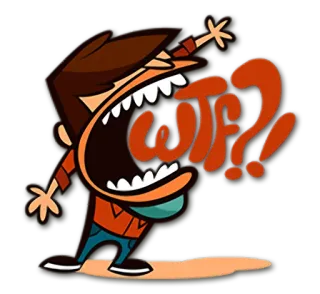 🙄 fae6ed05 WTF?! Kreskówka, Wyraz, WTF, Szok, Zaskoczenie, Wykrzyknik whatsapp sticker