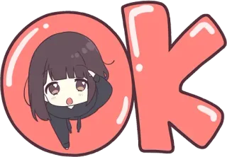 💕 7cea23a2 OK 애니메이션, OK, 귀여운, 여자, 치비, 스티커 telegram sticker