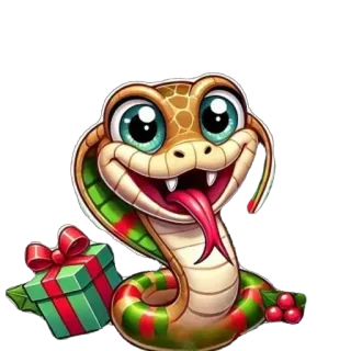 🫥 12f21575 serpent, cobra, cadeau, noël, dessin animé, animal telegram sticker