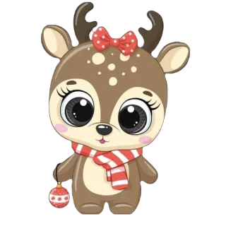 🫥 2822b107 Renne, Noël, Mignon, Dessin animé, Fêtes, Animal telegram sticker