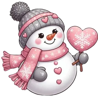 🫥 3866e4ac bonhomme de neige, hiver, neige, coeur, mignon, fête, écharpe, chapeau telegram sticker