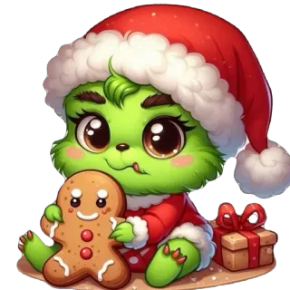 🫥 5d476d71 Grinch Grinch, Noël, Bonhomme pain d'épice, Fêtes, Dessin animé, Mignon, Festif telegram sticker