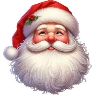 🫥 60a65794 Santa Claus Père Noël, Noël, fêtes, hiver, festif, portrait, dessin animé, art telegram sticker