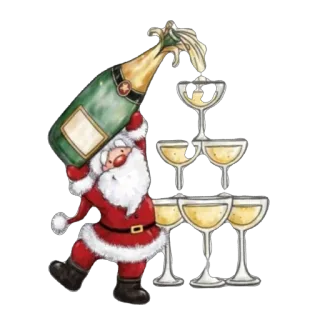 🫥 97c7f22b Santa Claus père noël, champagne, fête, noël, vacances, nouvel an, soirée telegram sticker