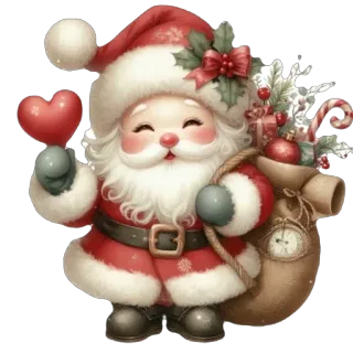 🫥 a7d231bf Santa Claus Père Noël, Noël, Fêtes, Mignon, Cœur, Cadeaux, Hiver, Festif telegram sticker