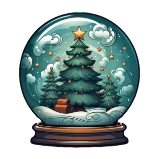 🫥 b05f8025 boule à neige, sapin de Noël, neige, hiver, festif, fête, décoration telegram sticker