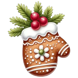 🫥 bec17cef pain d'épices, moufle, Noël, fêtes, hiver, décoration telegram sticker