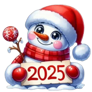 🫥 dfd8a24f 2025 bonhomme de neige, Noël, fêtes, hiver, nouvel an, 2025, festif, dessin animé telegram sticker