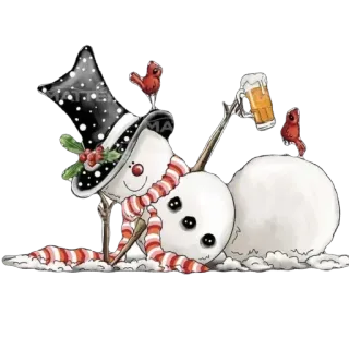 🫥 e7631e2f bonhomme de neige, hiver, noël, bière, fête, cardinal, festif, chapeau telegram sticker