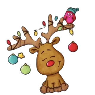 🫥 f6b02208 renne, noël, fête, dessin animé, mignon, oiseau, ornements, hiver telegram sticker