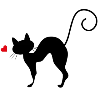 🤜 a15228fe 고양이, 하트, 실루엣, 동물, 사랑, 발렌타인데이, 귀여운 telegram sticker