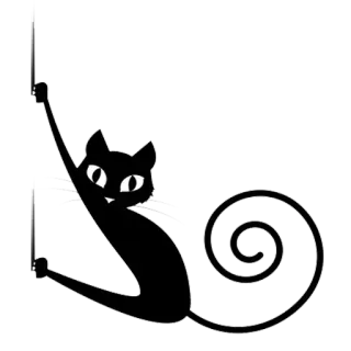 🙁 ad46b10d 고양이, 동물, 검은 고양이, 스티커, 만화, 실루엣 telegram sticker