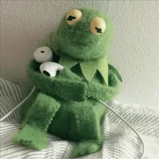 😒 e08ce24f Kermit Kermit Ếch Xanh, ếch, con rối, tai nghe, dễ thương, muppet telegram sticker