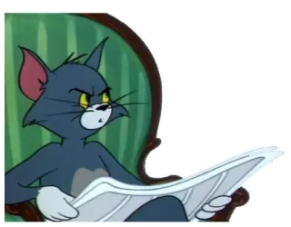 ☝️ 8b04d7f7 Tom Cat Tom and Jerry ทอม, การ์ตูน, แมว, อ่าน, หนังสือพิมพ์ telegram sticker