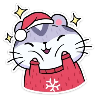 ☺️ 0c1ccd27 hamster, christmas, santa hat, snowflake, cute, cartoon, festive, holiday telegram sticker
