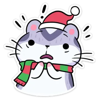 😳 24290a22 hamster, christmas, winter, cute, cartoon, animal, scarf, santa hat telegram sticker