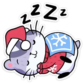 😴 57ff0007 Zzzzz sleeping, cartoon, winter, christmas, cute, cozy, animal telegram sticker