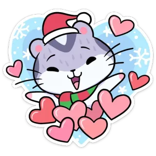😍 5964c05e hamster, christmas, winter, hearts, cute, animal, holiday, cartoon telegram sticker