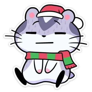 😐 75f27fed hamster, christmas, animal, sticker, cute, cartoon, holiday, scarf telegram sticker