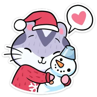 ❤️ 856b75a8 hamster, snowman, winter, heart, cute, cartoon, animal, christmas, holiday telegram sticker