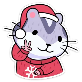 ✌️ ea09e1d5 hamster, christmas, winter, holiday, peace sign, cute, cartoon telegram sticker