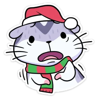 😱 fe7a4b44 cat, christmas, winter, scarf, santa hat, cute, worried telegram sticker