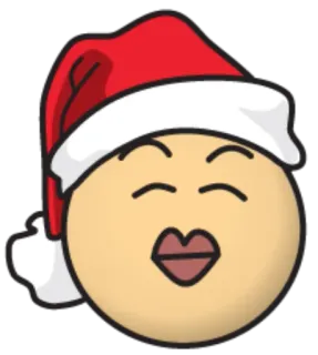 😚 b439b6c6 絵文字, クリスマス, サンタ帽子, キス, お祝い, ホリデー telegram sticker